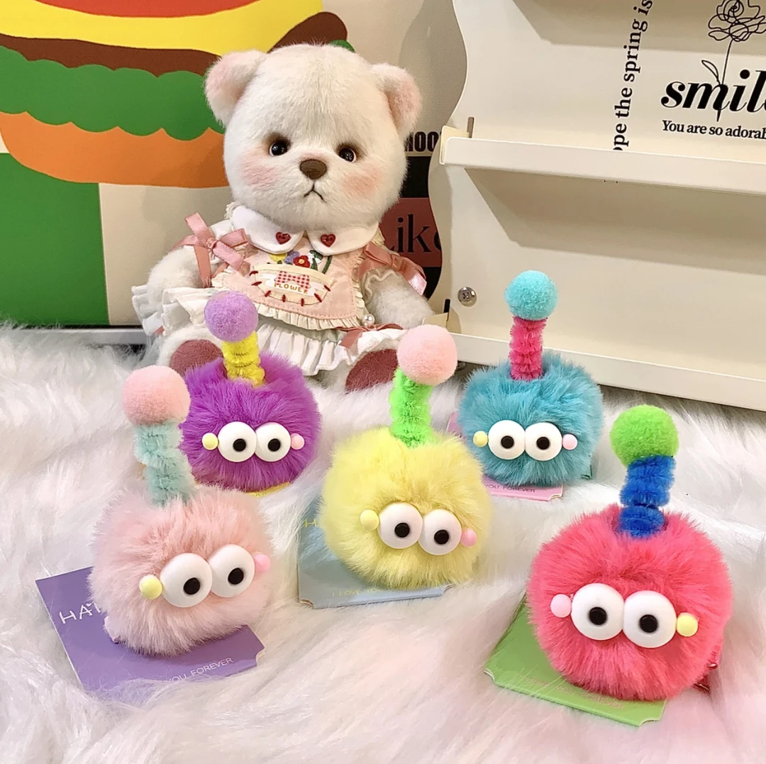 可爱毛球发夹8.8【5个装】大眼睛煤球多巴胺搞怪天线小团子头饰发夹