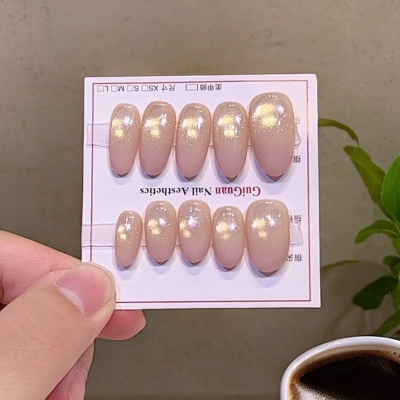 【粉晶晶】大追光猫眼手工穿戴甲可拆卸手指甲美甲设计师款