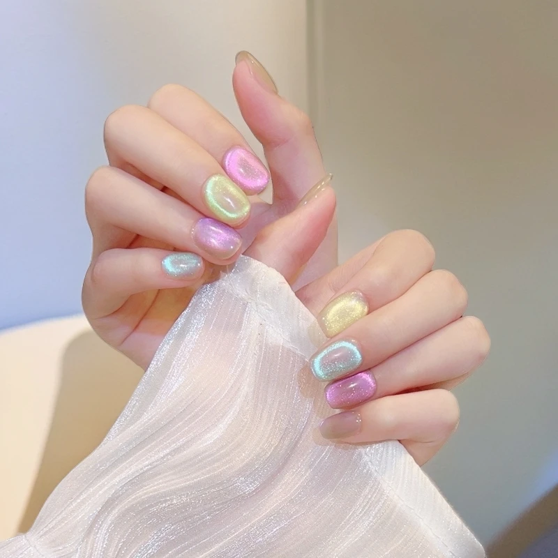 【七彩泡泡珠】追光猫眼手工穿戴甲可拆卸手指甲美甲贴显白气质指甲