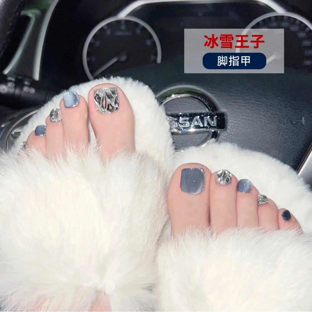 【冰雪王子】脚指甲穿戴甲脚趾甲贴片美甲成品2024新款纯手工穿戴