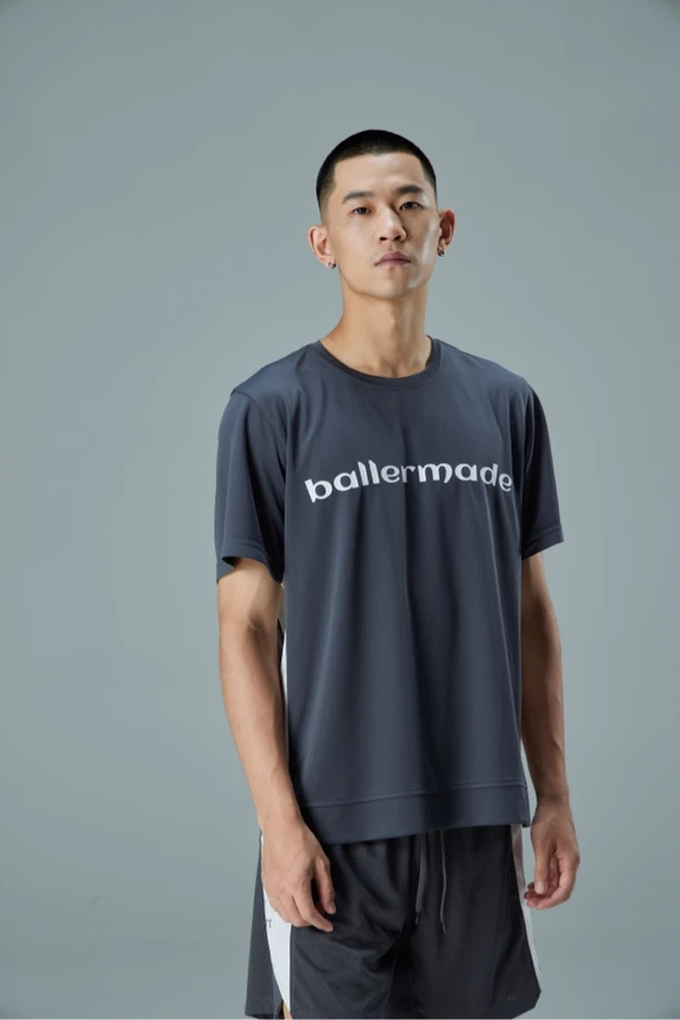 BALLERMADE美式速干面料透气拼接logo运动篮球圆领短袖T恤