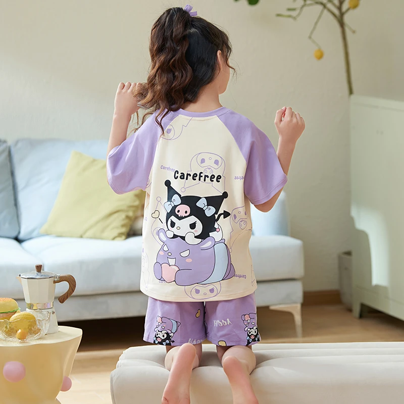 YUZHAOLIN/俞兆林儿童款睡衣夏季薄款短袖纯棉女童圆领可外穿套装