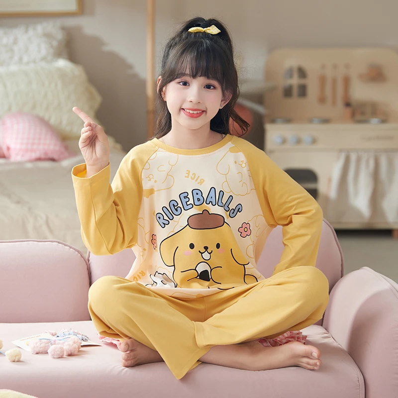 YUZHAOLIN/俞兆林纯棉长袖套头款中大童空调家居服女童春秋季睡衣