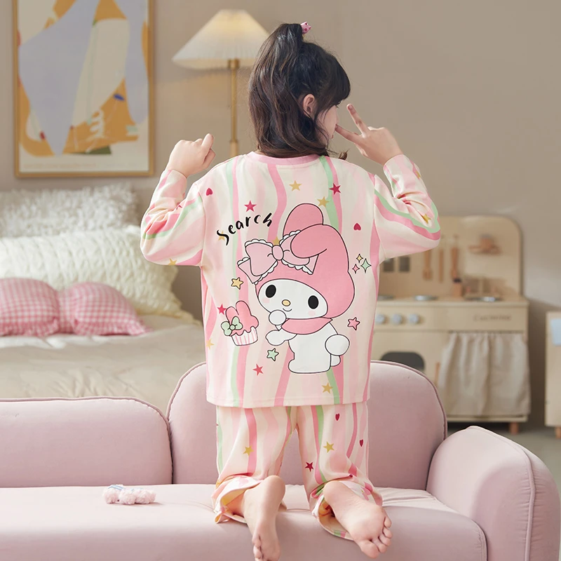 YUZHAOLIN/俞兆林女孩纯棉圆领春秋季睡衣中小童长袖公主风家居服