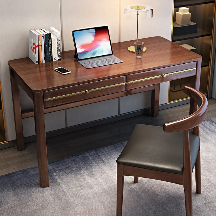 新中式实木书桌电脑桌现代简约轻奢办公桌成人学生家用学习写字桌