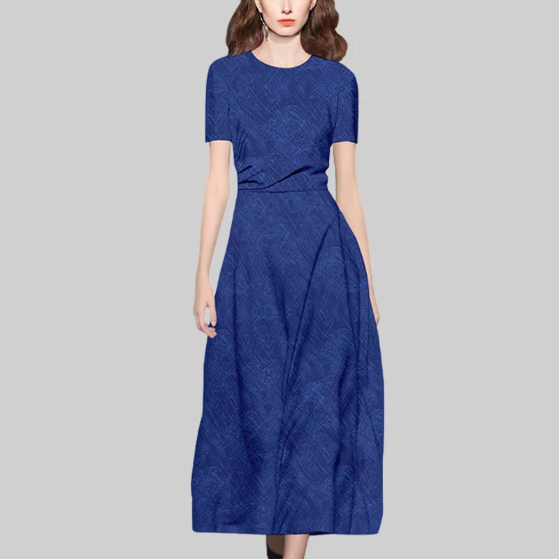 2025年夏新款印花通勤简约大摆赫本复古法式优雅短袖温柔风连衣裙