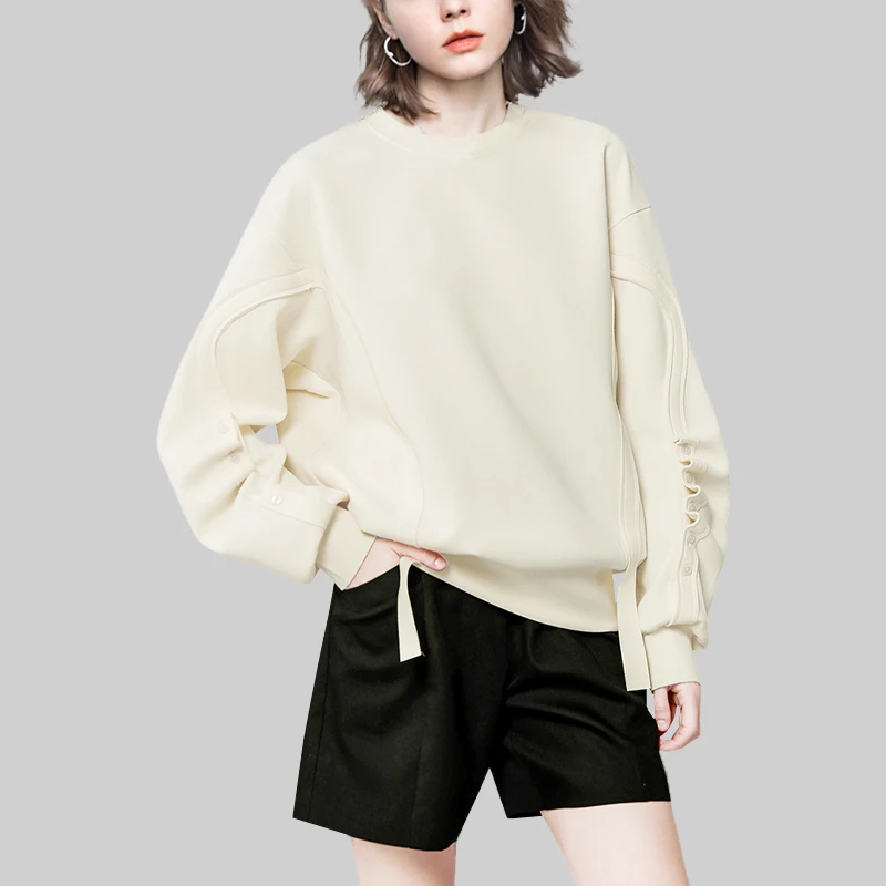 QOOEL时尚减龄可爱创意卫衣女2025年秋新款法式慵懒风简约T恤上衣