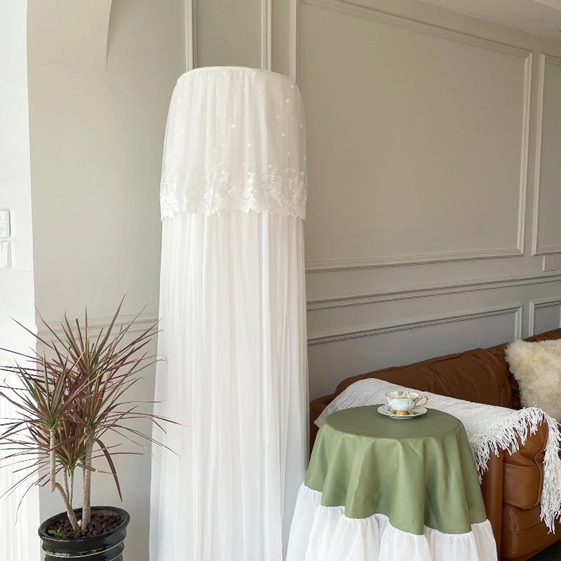 2025新品轻纱开机不取立式家用圆柜机高级纱绣纯色圆柱空调防尘罩