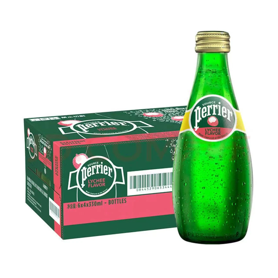 Perrier/巴黎水 法国进口天然气泡矿泉水限定款荔枝味330ml*24瓶