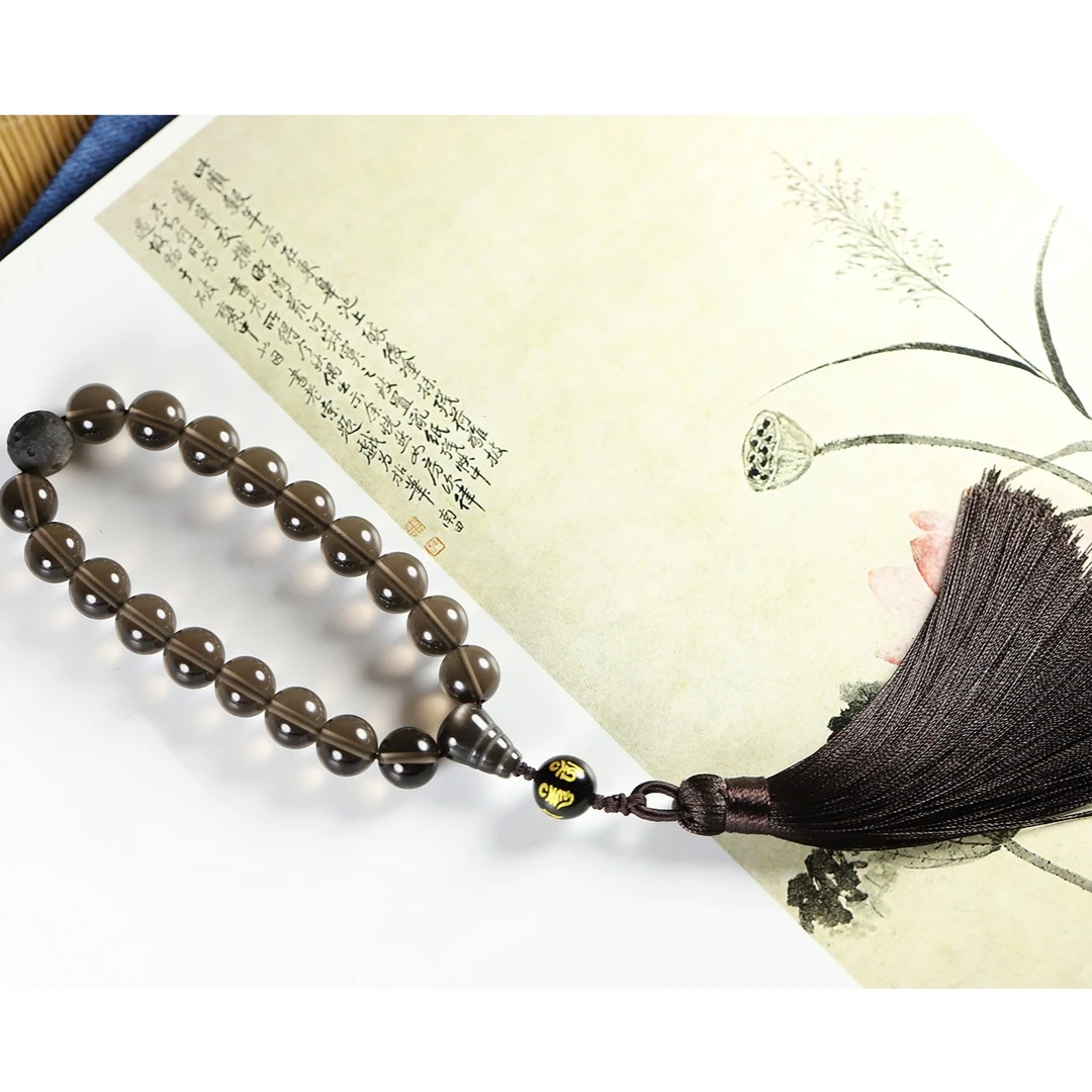 天然冰种黑曜石手持单圈时尚