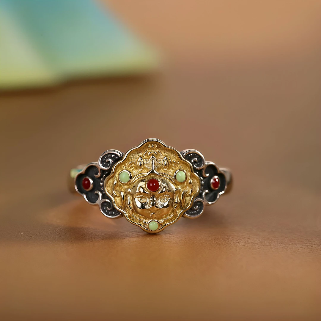 925银戒指 纯银【扎基拉姆】手工雕刻戒指时尚古风百搭个性开口指环