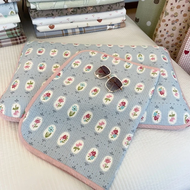 纯棉夹棉棉花枕套一对绗缝三层学生双面防滑幼儿亲肤机洗柔软可爱