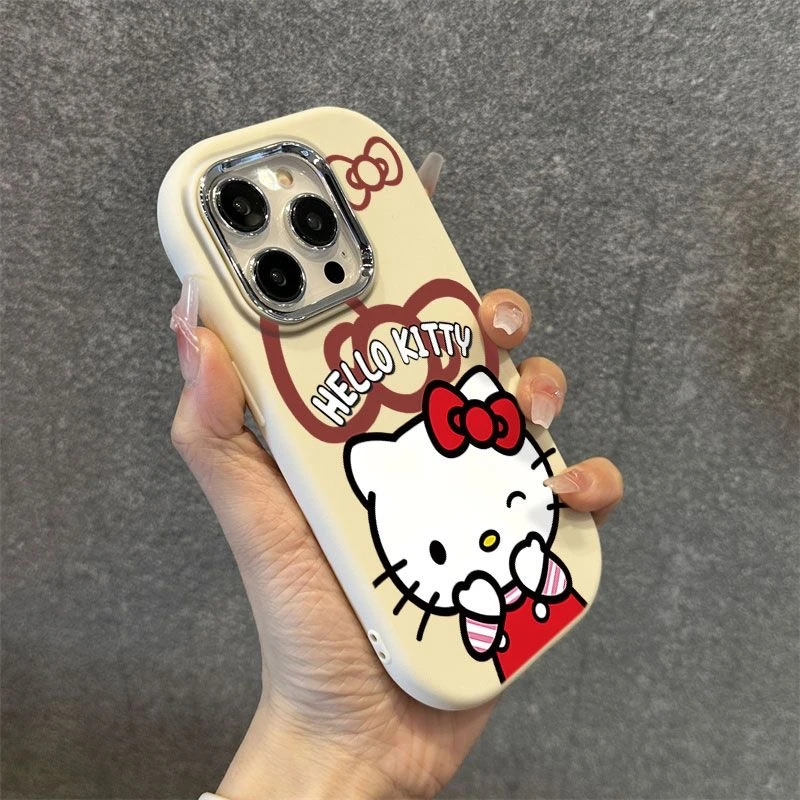 眨眼KT猫金属框苹果华为荣耀vivo小米oppo手机壳卡通iPhone15