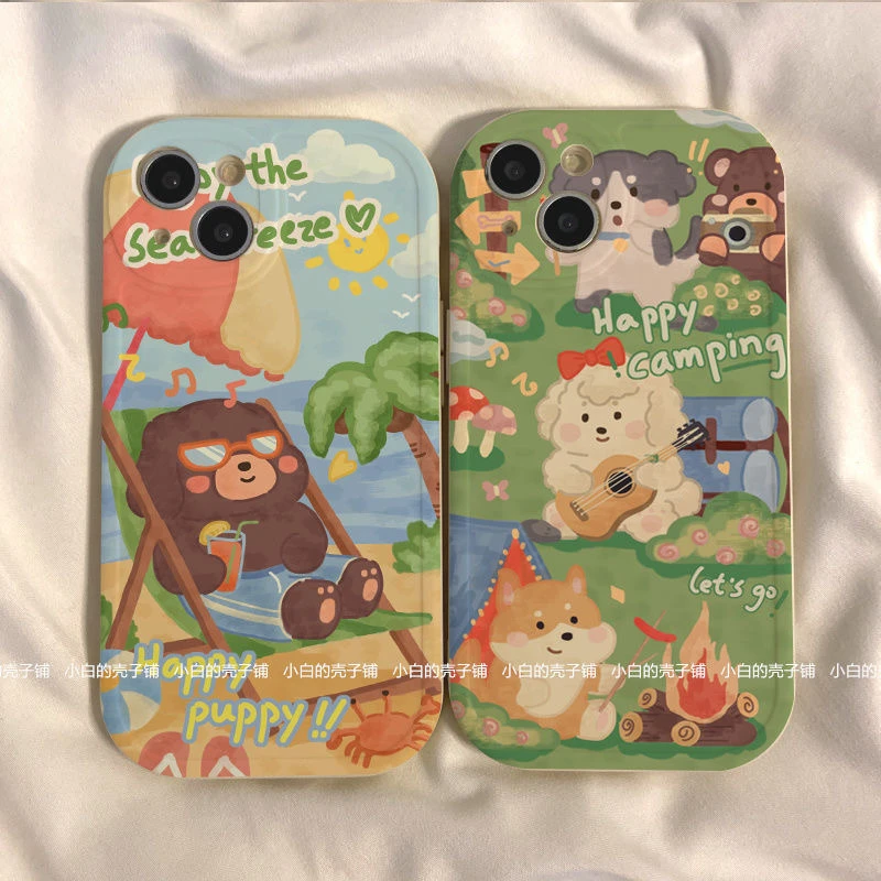 度假棕狗胖妞手机壳苹果 15pro华为mate60小米oppovi voiQOO荣耀