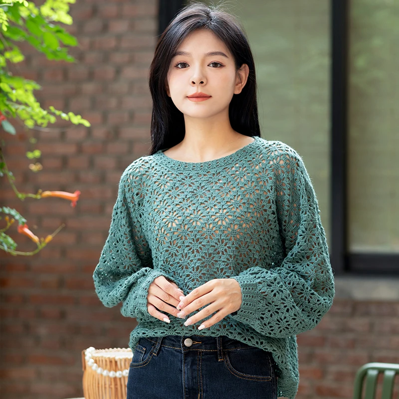 毛儿手作 锦屏镂空花样材料包 钩针手工编织毛线制作diy 浅秋