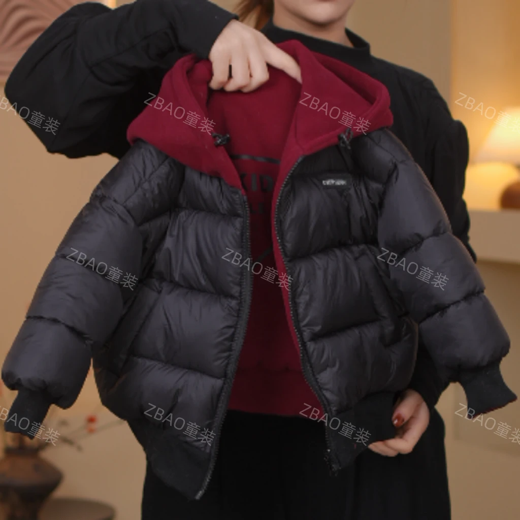 儿童新款圣诞年服喜庆色棉服冬款保暖加厚棉服中小童外穿