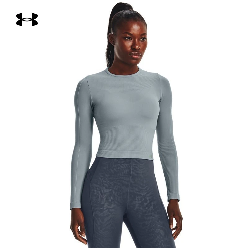 【鹭依专属】安德玛T恤女上衣2025新款训练针织休闲圆领卫衣1373930