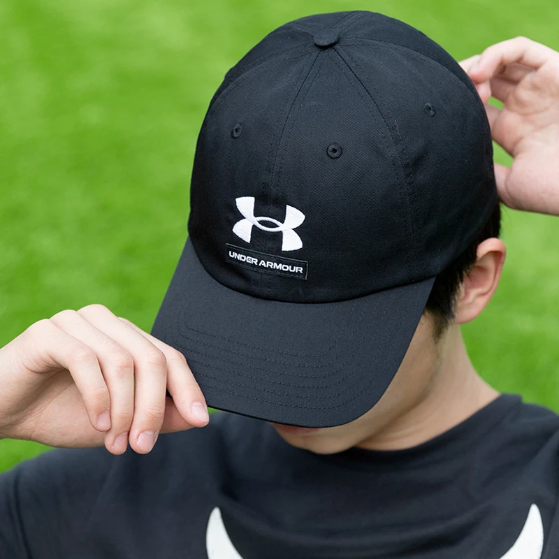 安德玛休闲帽男帽秋冬新款健身运动帽子黑色鸭舌帽棒球帽 1369783