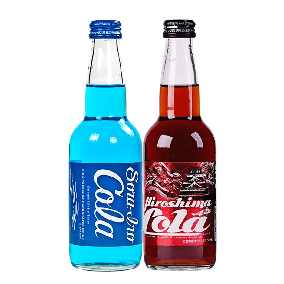 齐藤日本进口清爽/橘味可乐汽水碳酸饮料330ml/玻璃瓶装蓝可乐