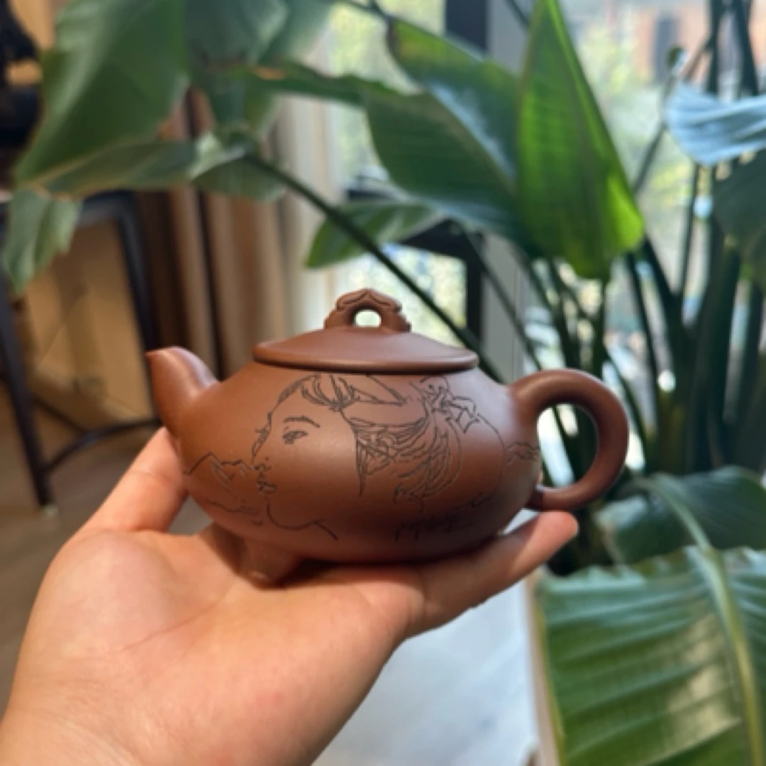 惠藏紫砂 鲍玉梅紫砂 何家英合作款全手工石瓢壶原矿底槽清 260cc