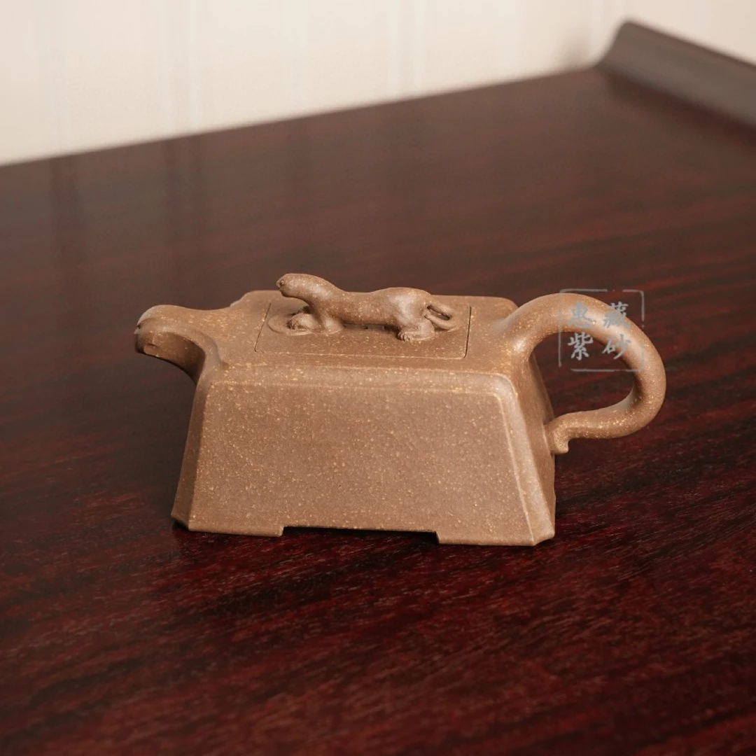 顾绍培紫砂 全手工 豹方紫砂壶 原矿段泥 220cc