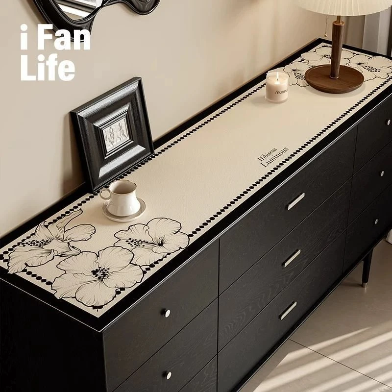 美式餐边柜桌垫轻奢高级感免洗桌布防水防油电视柜鞋柜台面防脏垫