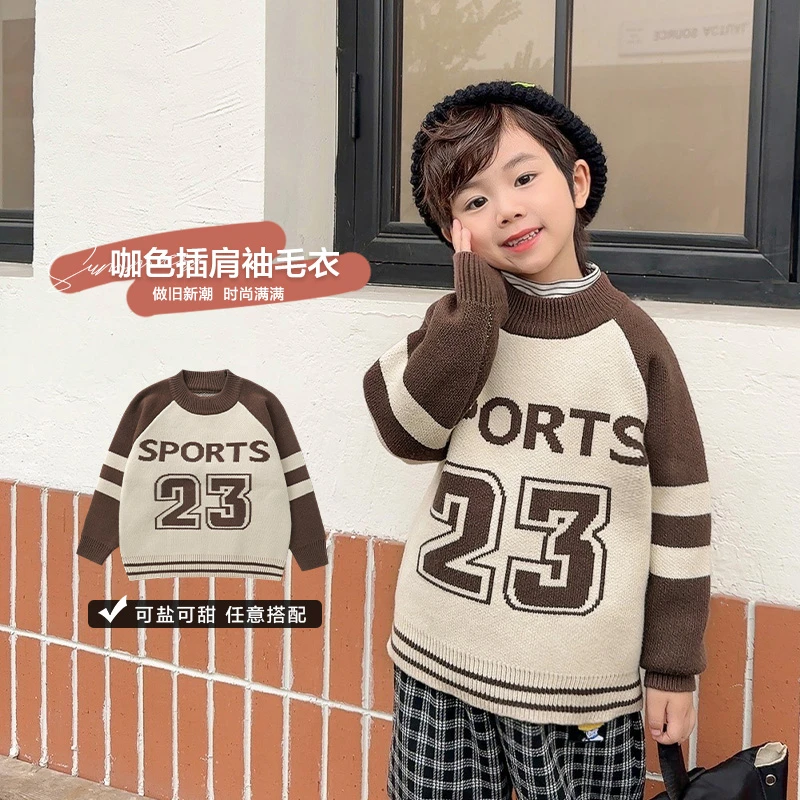 【时尚保暖】X4178男童插肩袖毛衣冬装秋冬针织衫婴儿童装宝宝小童