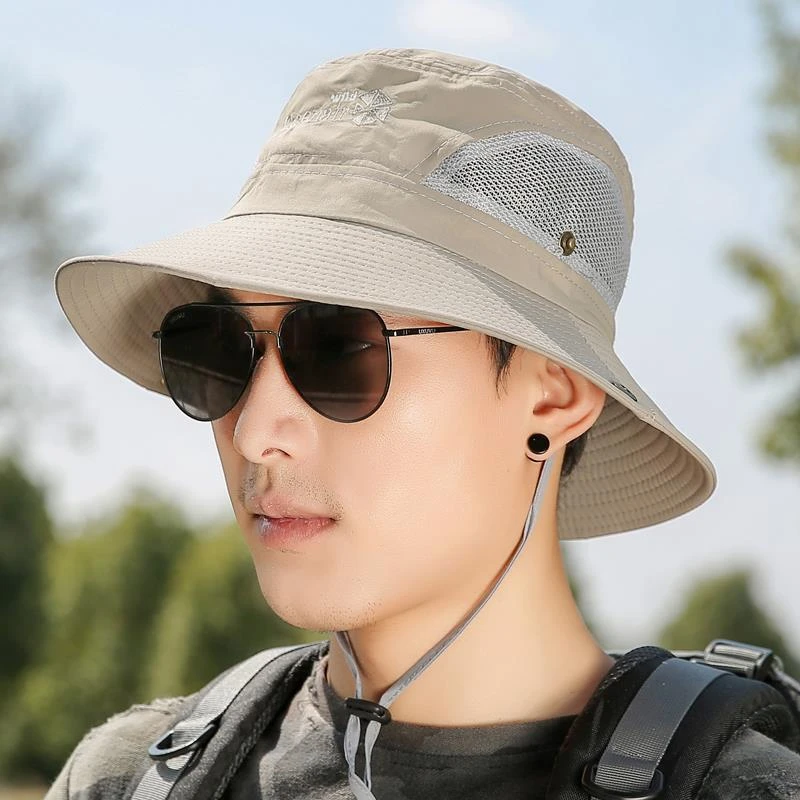 男士帽子夏天透气渔夫帽遮阳帽旅游登山户外盆帽沙一川赫本渔夫帽