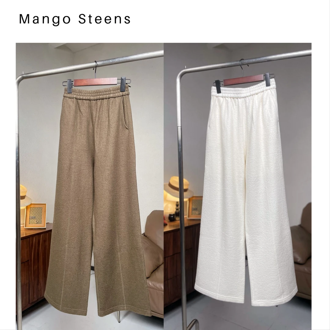 MANGO steen‘s丨纯原奢料强缩羊/毛中缝斜纹直筒裤J4577