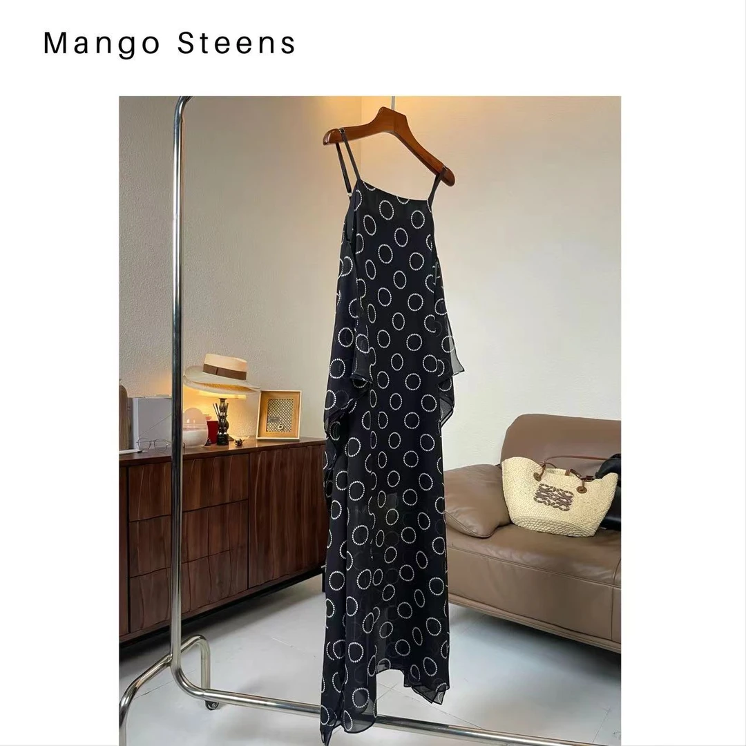 清货孤品/腔调不规则下摆吊带连衣裙J3208