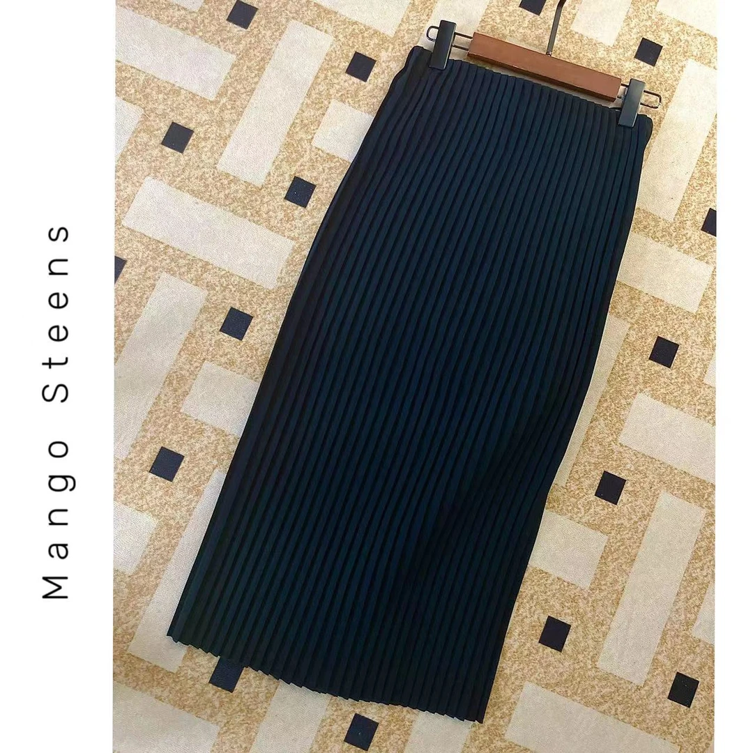 清货孤品/ROW风立体侧开叉百褶半裙N1153