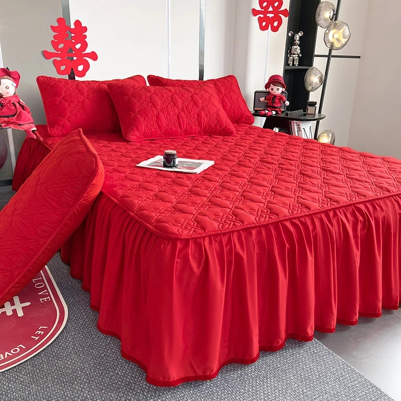 HORM2024新款A类喜嫁大豆床裙系列加厚韩版婚庆夹棉公主风加棉