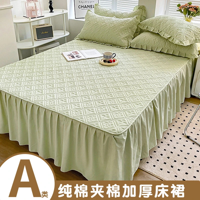 新款纯棉床笠单件纯棉床罩席梦思床垫保护套防尘保护罩纯色夹棉