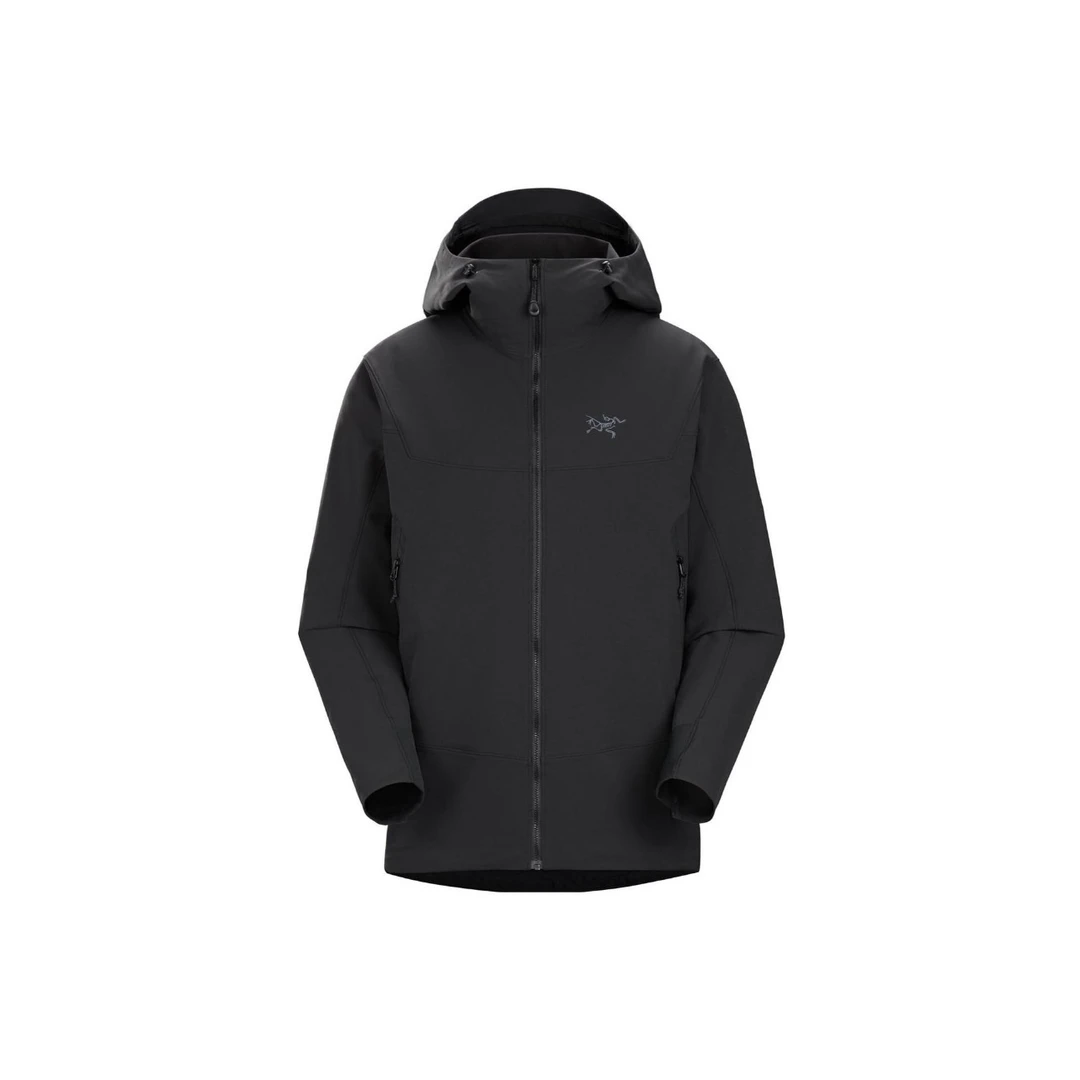 Gamma  HOODY 黑色软壳 刺绣徽标外套防风透气