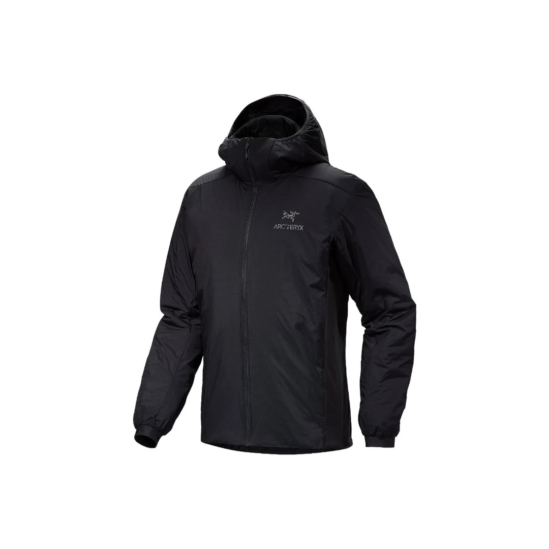 ATOM HOODY 黑色棉服刺绣徽标户外保暖连帽外套