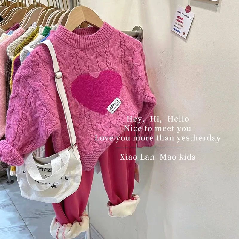 女童毛衣秋冬2025新款儿童装洋气针织打底衫宝宝套头圆领上衣冬季