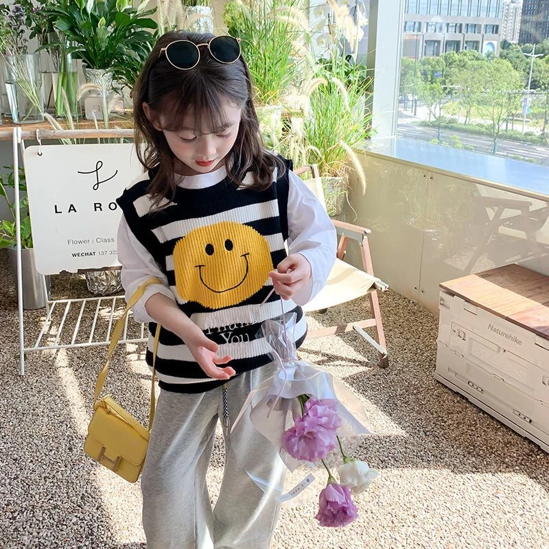 儿童针织马甲童装2025年秋装新款炸街背心女童宝宝洋气时髦春秋款