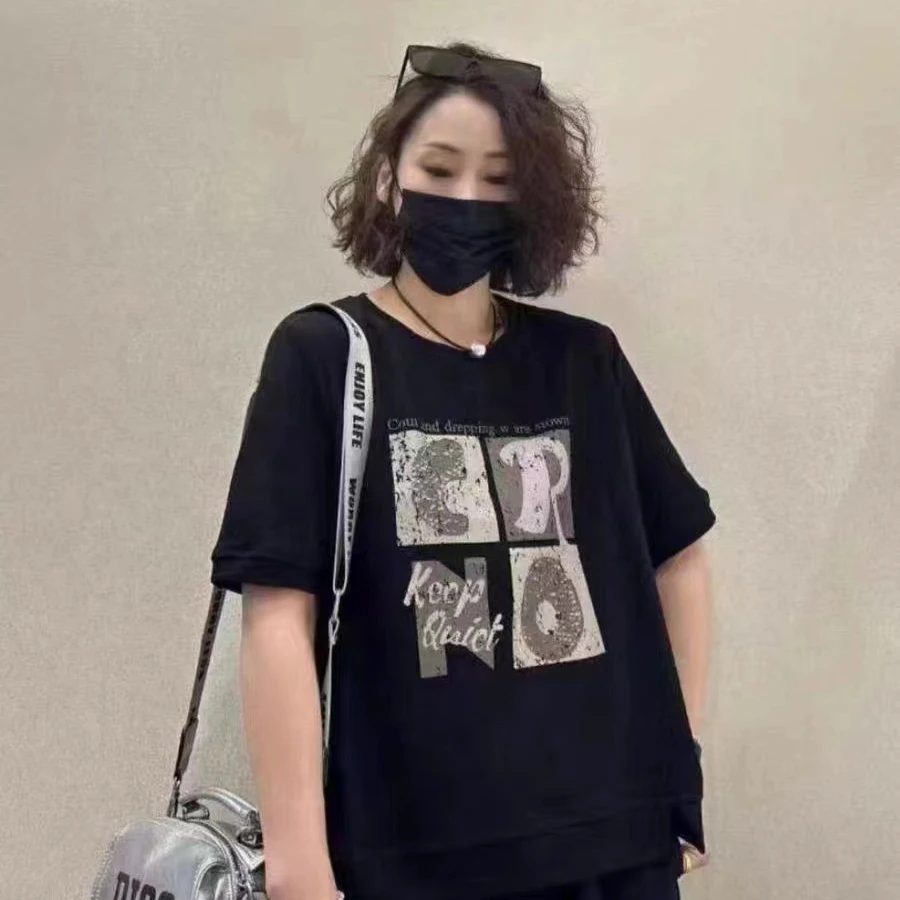 字母款上衣轻薄夏季舒适百搭日常时尚宽松潮流大版