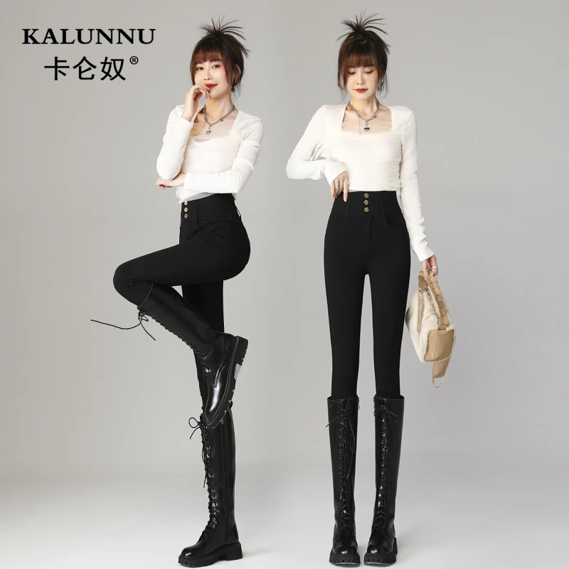 魔术黑色高腰打底裤女外穿2024秋季新款紧身铅笔弹力显瘦小黑裤子