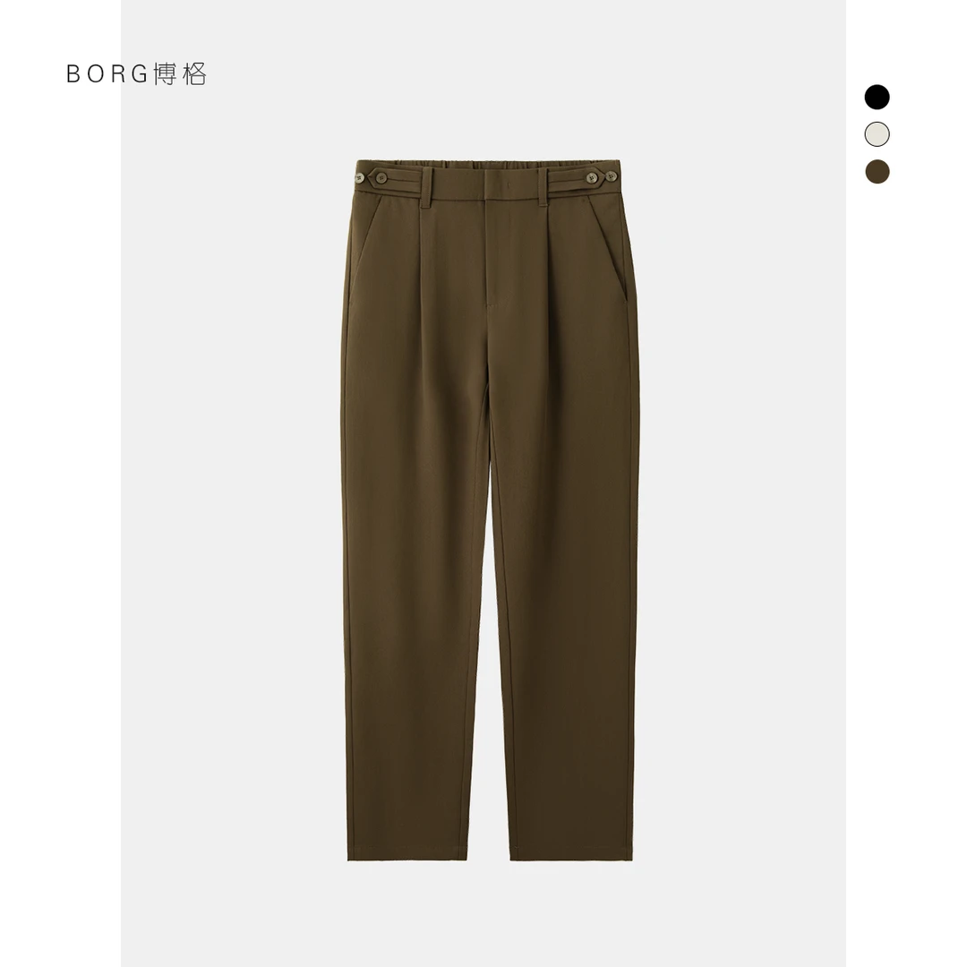 那不勒斯休闲西裤男秋季新款潮流百搭直筒裤男士高级垂感西装裤