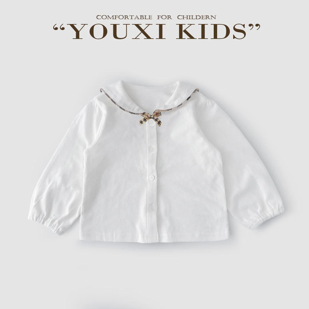 现飞飞家·初雪新款海军领高级女童长袖春秋洋气柔软打底衫 FF2432