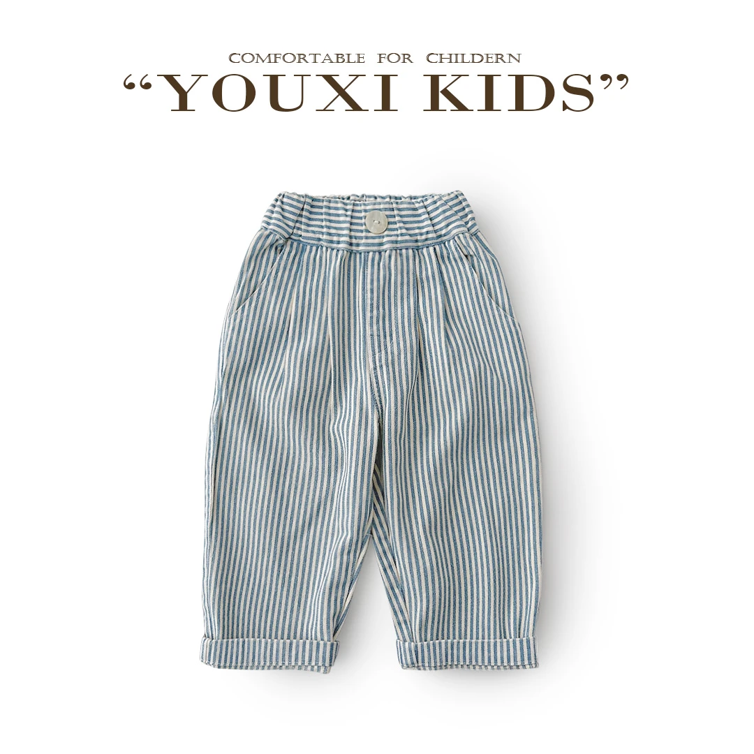 现飞飞家·小协奏曲新款儿童条纹时尚松紧腰百搭修身休闲裤 FF2502