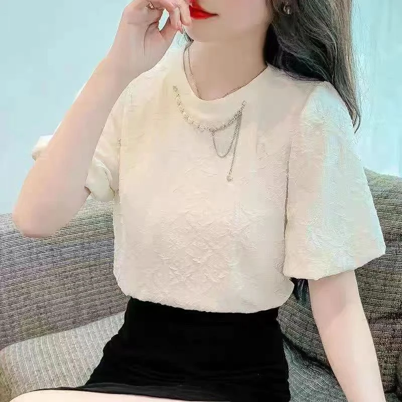 666夏季显瘦提花时尚减龄短袖【衣长49】