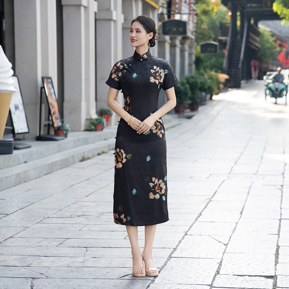 汉艺复古旗袍汉艺复古旗袍黑色