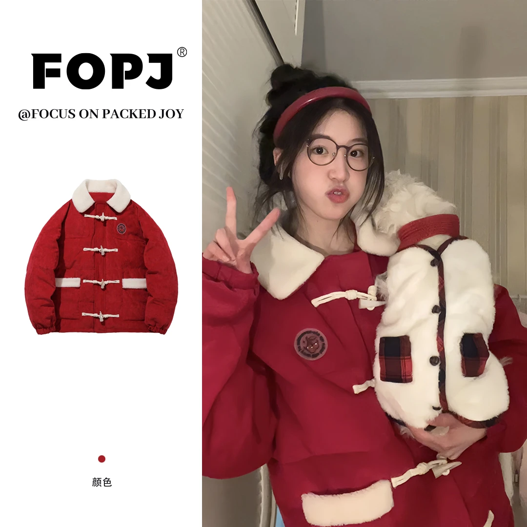 FOPJ冬季韩版新款甜美棉服女学生小众加厚保暖长袖宽松灯芯绒外套