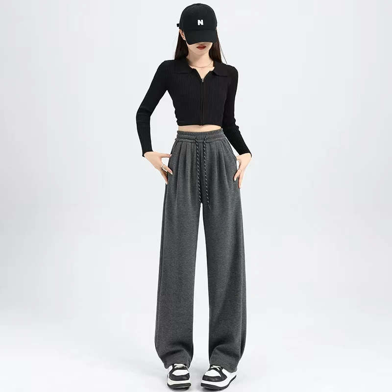 羚羊绒糯米御寒显瘦时尚百搭裤脚设计师款保暖阔腿裤