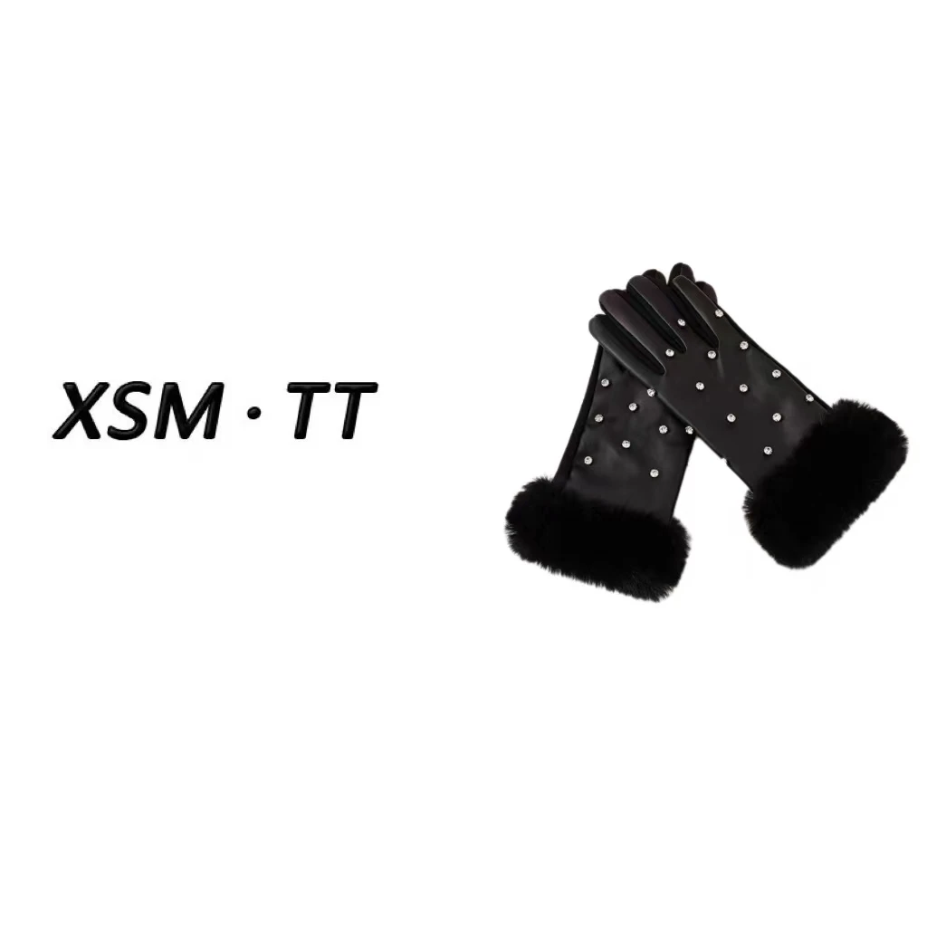 钻触屏女士保暖加绒烫毛口手套1793/AS