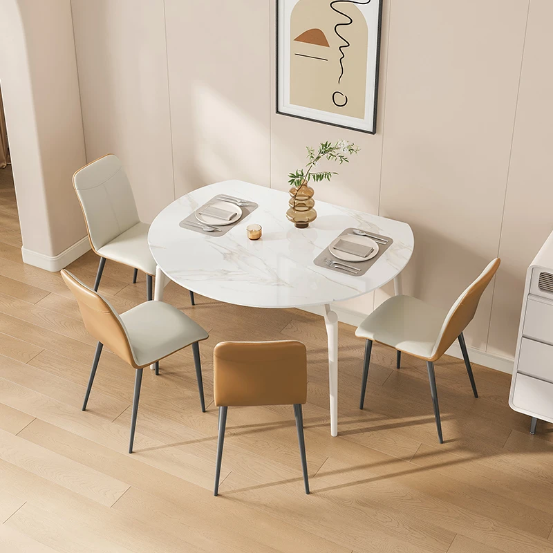 芝华仕现代奶油风方圆伸缩功能岩板餐桌椅型号CT110达sss轻奢