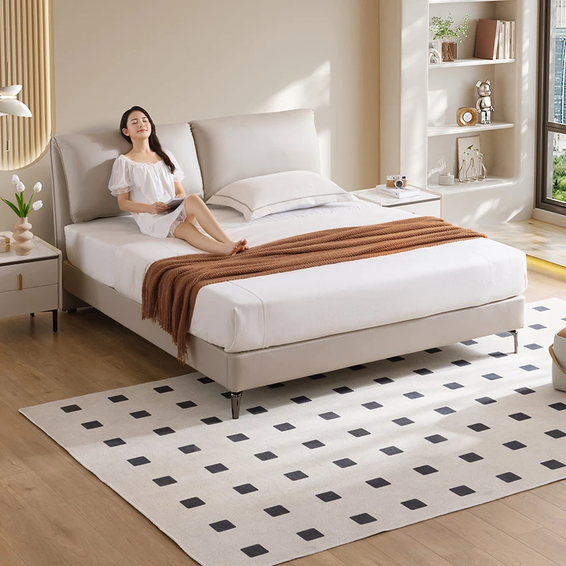 芝华仕科技布艺现代简约双人大床主卧床排骨架家具双人床C303达