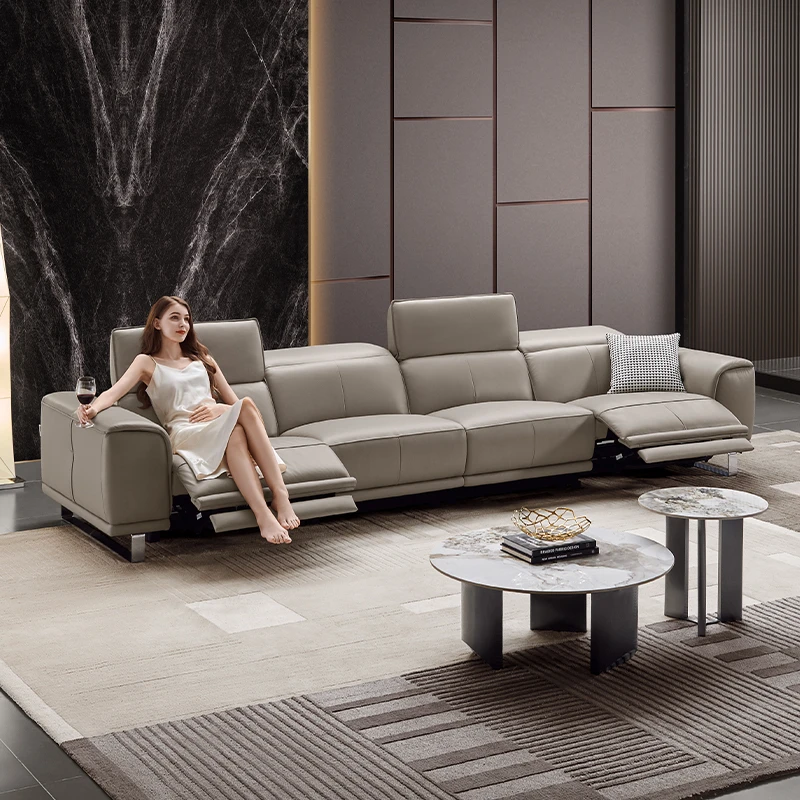 芝华仕头等舱新房装修轻奢真皮沙发电动功能头层牛皮直排50817
